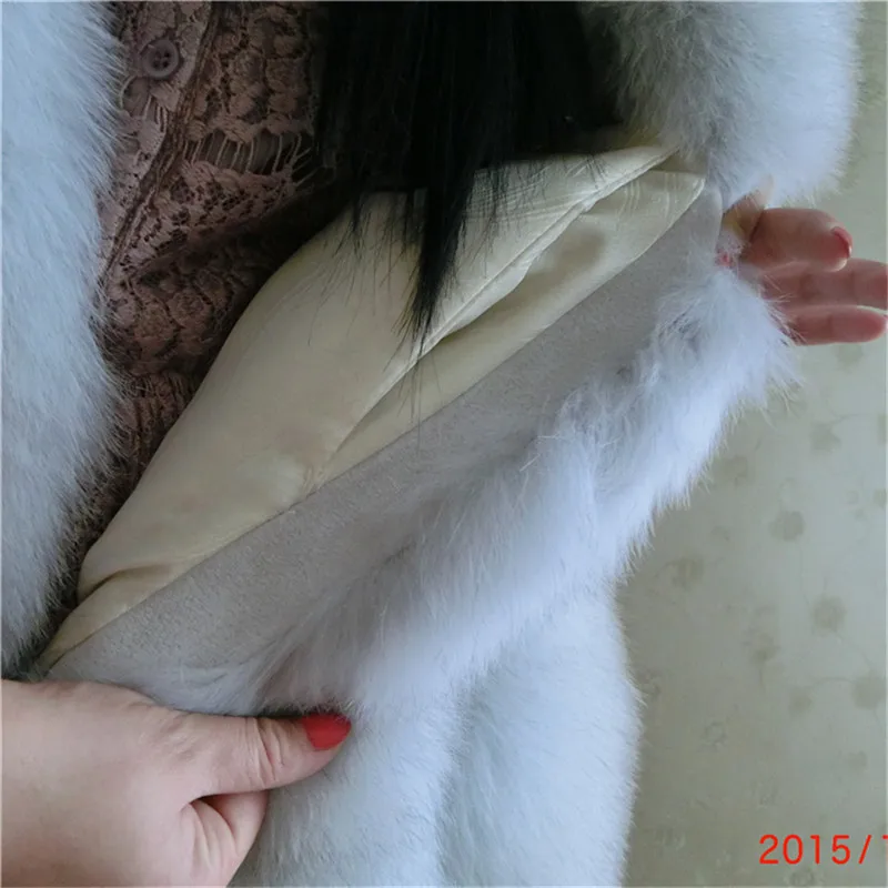 2016 Весна Натуральная цельная кожа натуральный Лисий мех пальто Роскошные