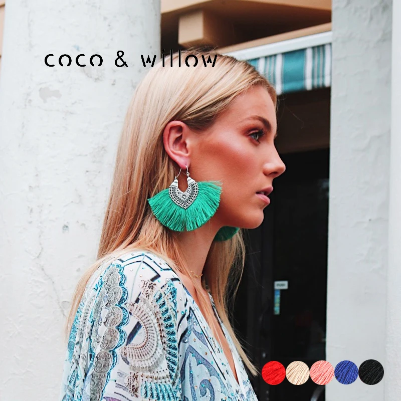 Этические антикварные серебряные серьги с кисточками Coco & willow бохо большой