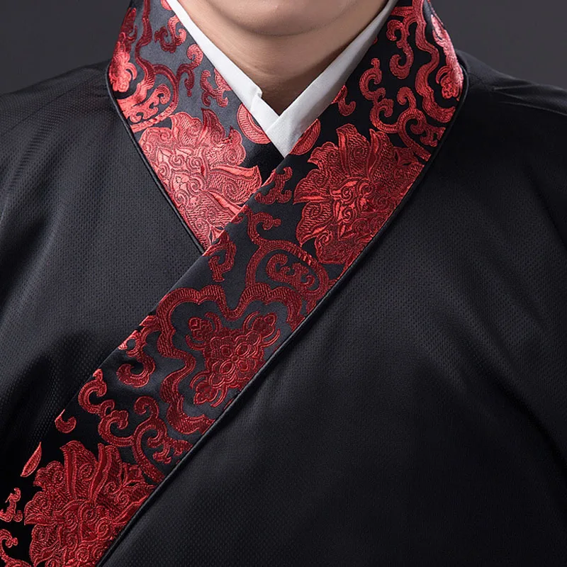 Китайский национальный ханфу черный древнекитайский костюм мужская одежда традиционный танцевальный костюм для сцены