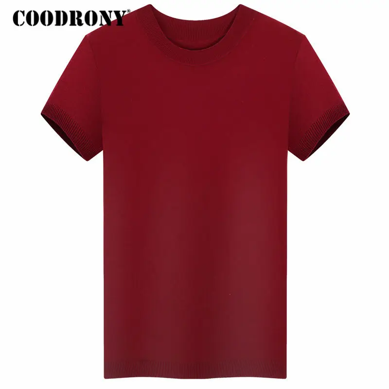 COODRONY, мужской свитер с коротким рукавом,, осень, зима, мериносовая шерсть, свитера, кашемировый пуловер, мужская повседневная водолазка, пуловер, Homme 342 - Цвет: Красный