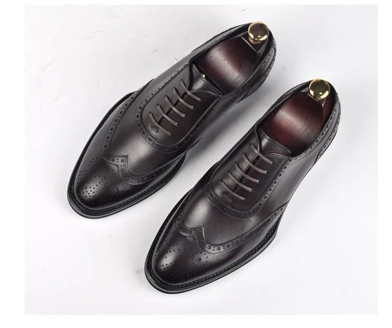 Туфли-оксфорды мужские ручной работы Кожаные Деловые повседневные на толстой