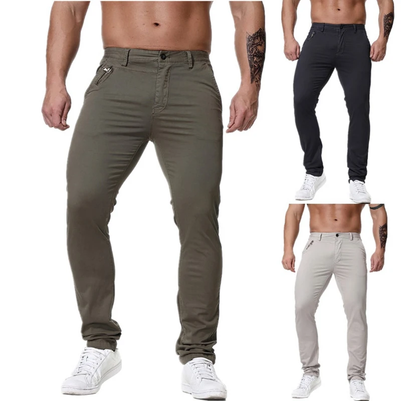 2019 новые Повседневное мужские брюки весна/лето/осень/зима Slim Fit Хлопок прямые