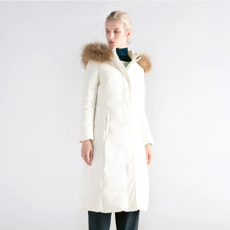 Ilishop женские пуховики брендов длинные натуральный мех воротник парки Большие