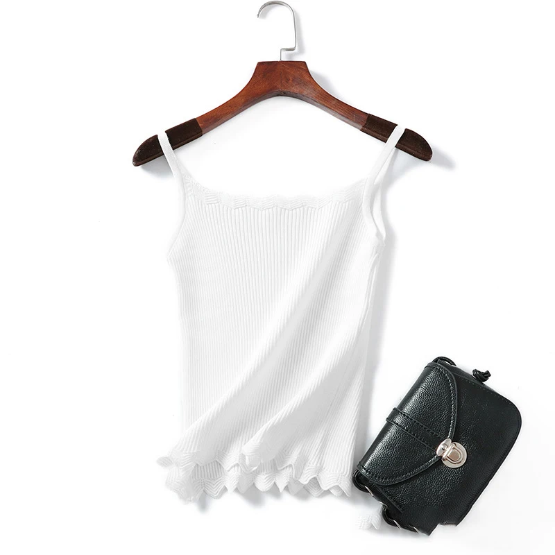 Новинка сексуальный женский вязаный Топ на бретелях жилет без рукавов