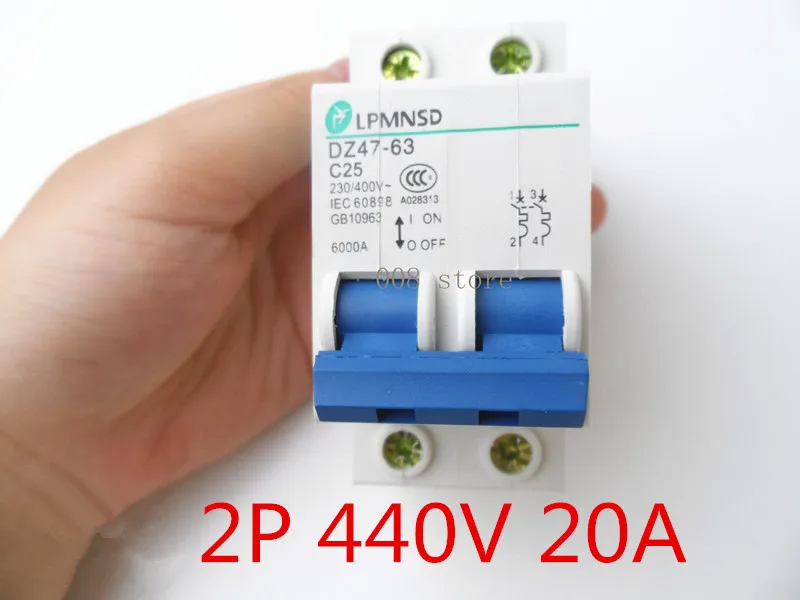 Автоматический выключатель AC 2P 20A 440V MCB C curve|circuit breaker mcb|circuit breakermcb circuit |