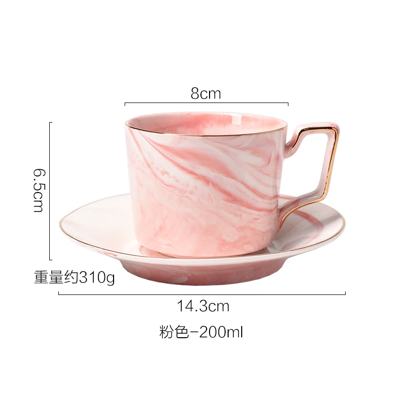 Pink Простая мраморная керамическая кофейная чашка с тарелкой зерна Пномпень послеобеденная Камелия розовый серый чашка Эспрессо кружки Посуда для напитков 1 шт - Цвет: Pink
