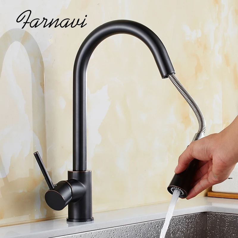 Кухня мойка кран Pull Out 360 градусов Поворотный носик латунь бортике установки