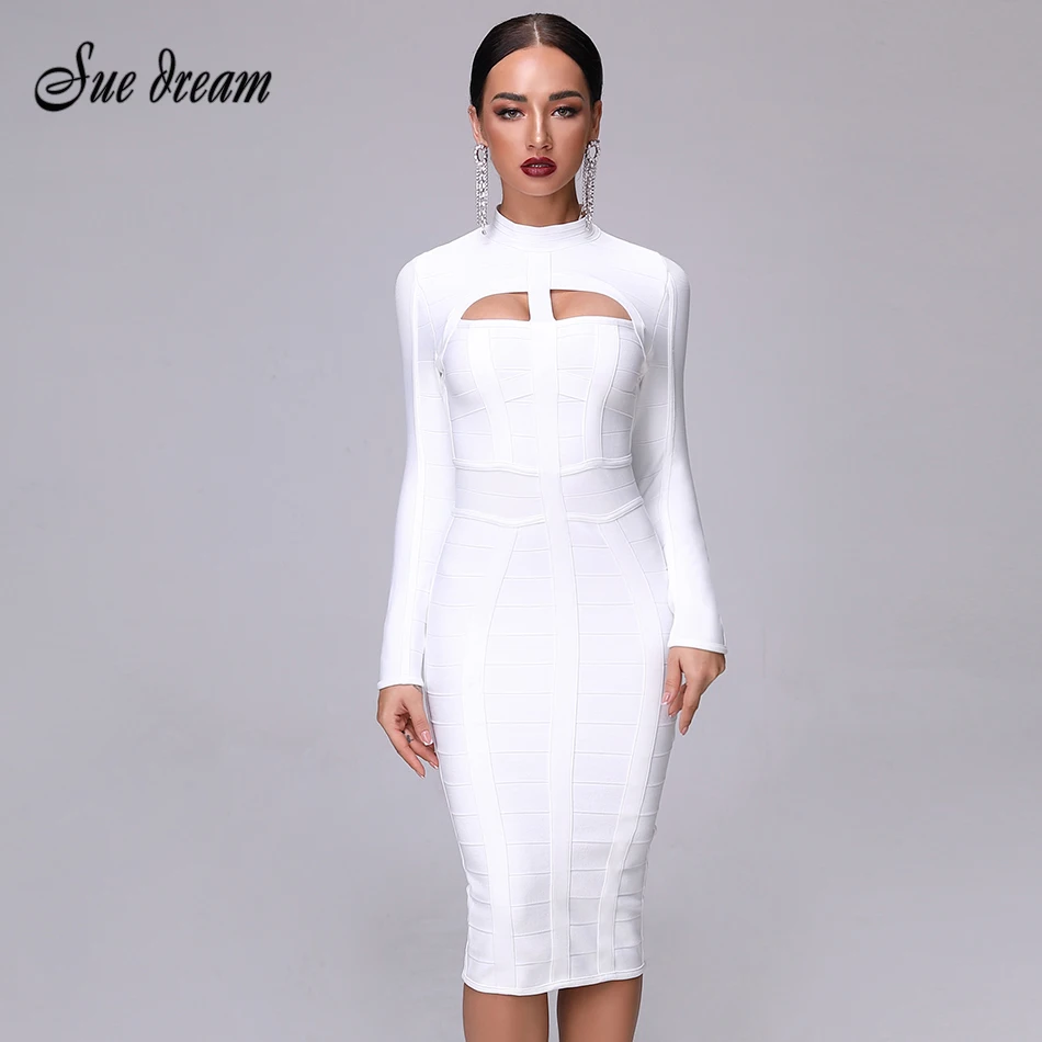 Новогодвечерние праздничное белое платье с длинным рукавом новый бандажный Топ