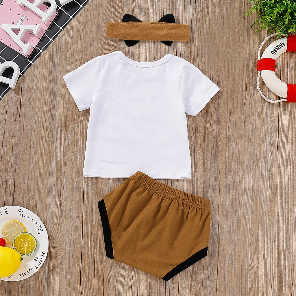 Комбинезон для новорожденных девочек детская футболка топы шорты повязка на