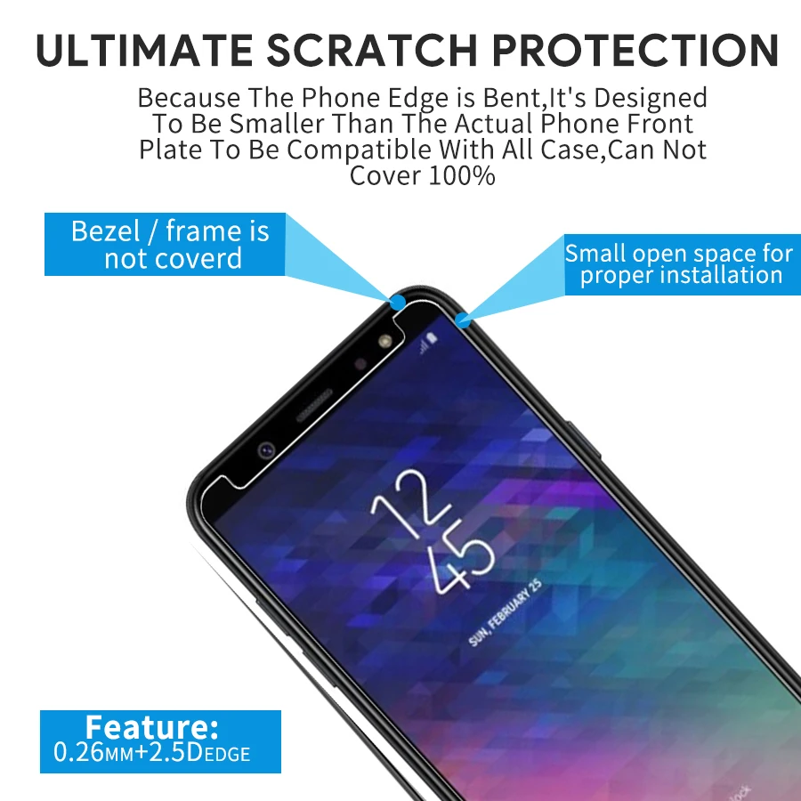 Для закаленного стекла Samsung Galaxy A6 2018 Защитная пленка для экрана закаленное стекло