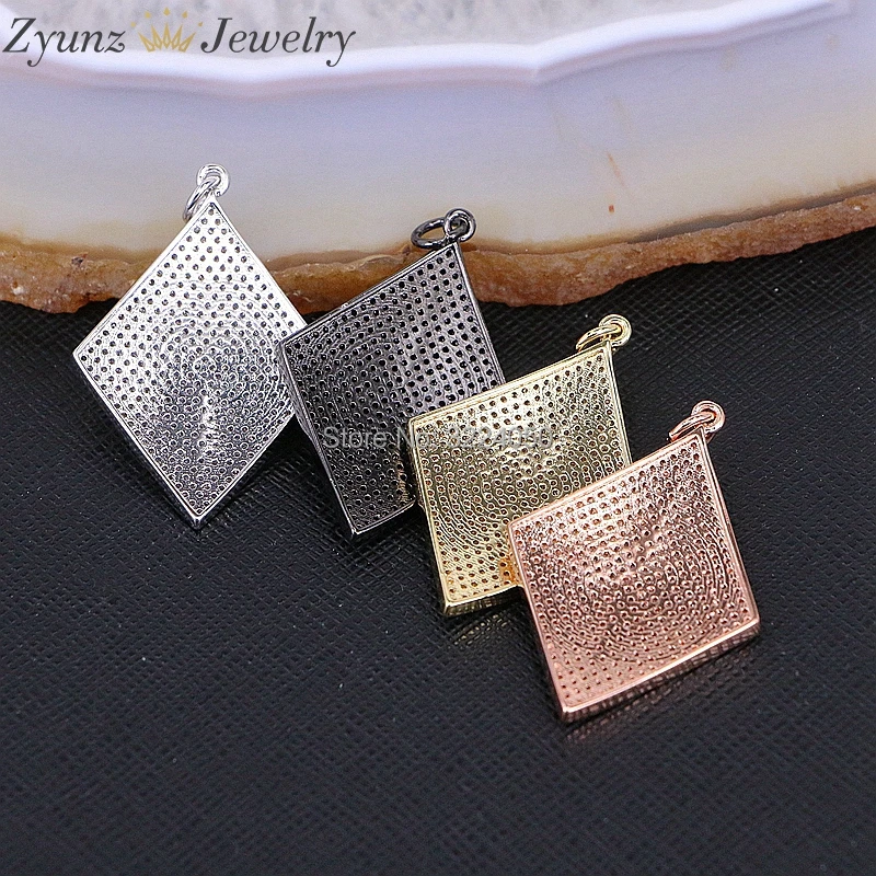 

5PCS High quality CZ micro pave zirconia geometric pendant gold rose gold black silver color fashion jewelry findings