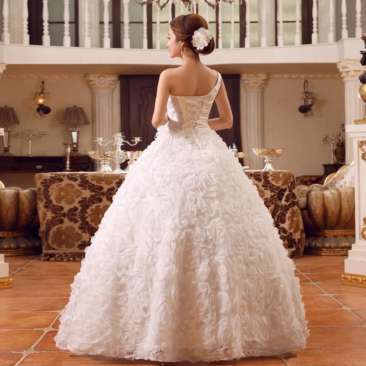 Винтажные кружевные свадебные платья бальные на одно плечо Vestidos Cerimonia