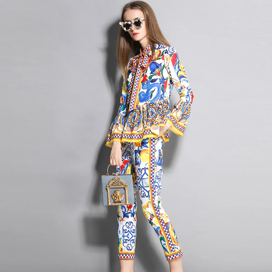 AELESEEN/Модный комплект из 2 предметов для подиума новинка 2019 года двух с фарфоровым