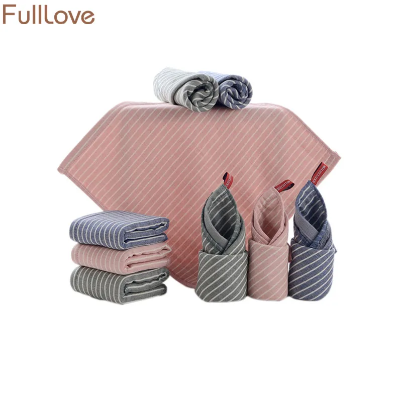 FullLove 3 шт./компл. 35*35 см хлопковые полосатые полотенца микрофибра квадратные