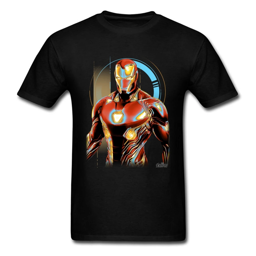 Светящийся Железный человек футболка черная с коротким рукавом Tony Armor супергероя