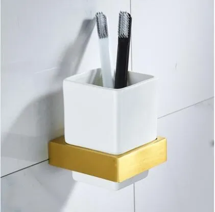 tumbler holder Золотые аксессуары для ванной комнаты, держатель для полотенец, держатель для полотенец, щетка для унитаза, угловая полка для ванной комнаты, набор аксессуаров для ванной комнаты - Цвет: tumbler holder