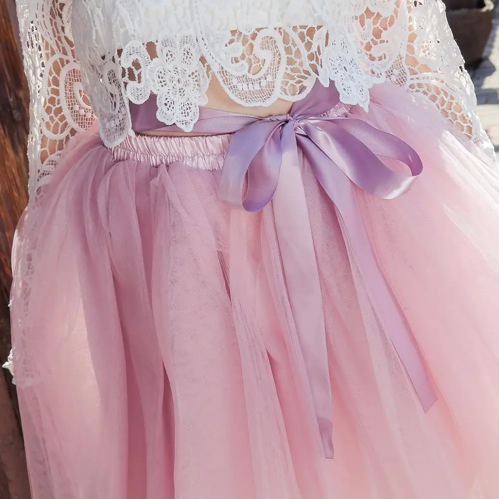 Тюлевая плиссированная юбка с завышенной талией