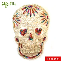 new arrive 32x22 cool lace sequins skull patch diy clothes patches for clothing sew on embroidered motif beaded applique punk