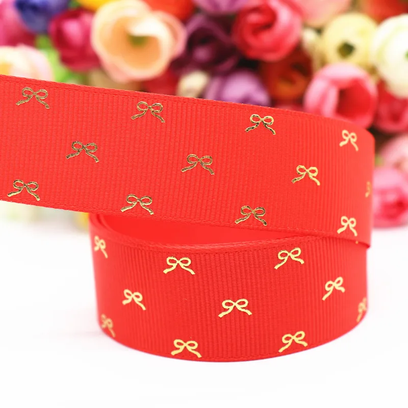 50 ярдов Grosgrain лента с золотым бантом печатная лента " 25 мм/1,5" 38 мм пробки для бутылок DIY ремесла аксессуары ручной работы M19060801