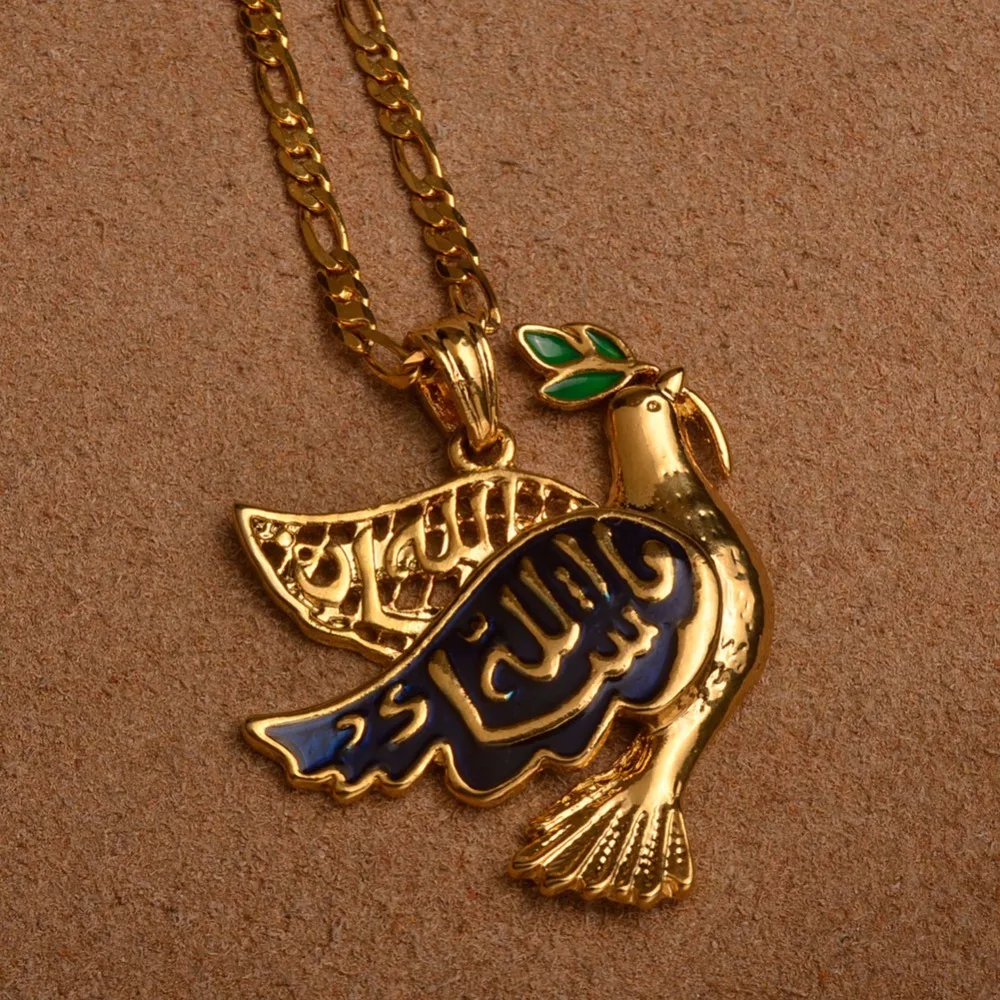Anniyo Islam Dove Holy Pigeon Peace Allah Necklaces &amp Pendants Women Gold Color Muslim Arab Middle Jewelry #011701 | Украшения и