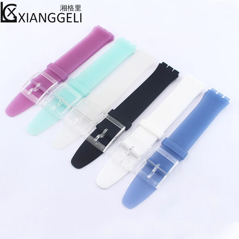Watch accessories Silicone strap 16mm pin buckle for Swatch skin series SFK397 SFK360 SFK361 children's ladies watch band