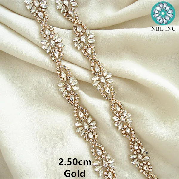 (1 ярд) ручная работа Свадебная искусственная отделка серебряное золото