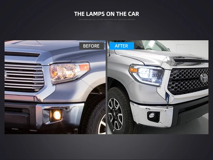 2 шт. головная лампа для Toyota Tundra головной светильник s в сборе проектор- динамический сигнал поворота полный светодиодный светильник на голову