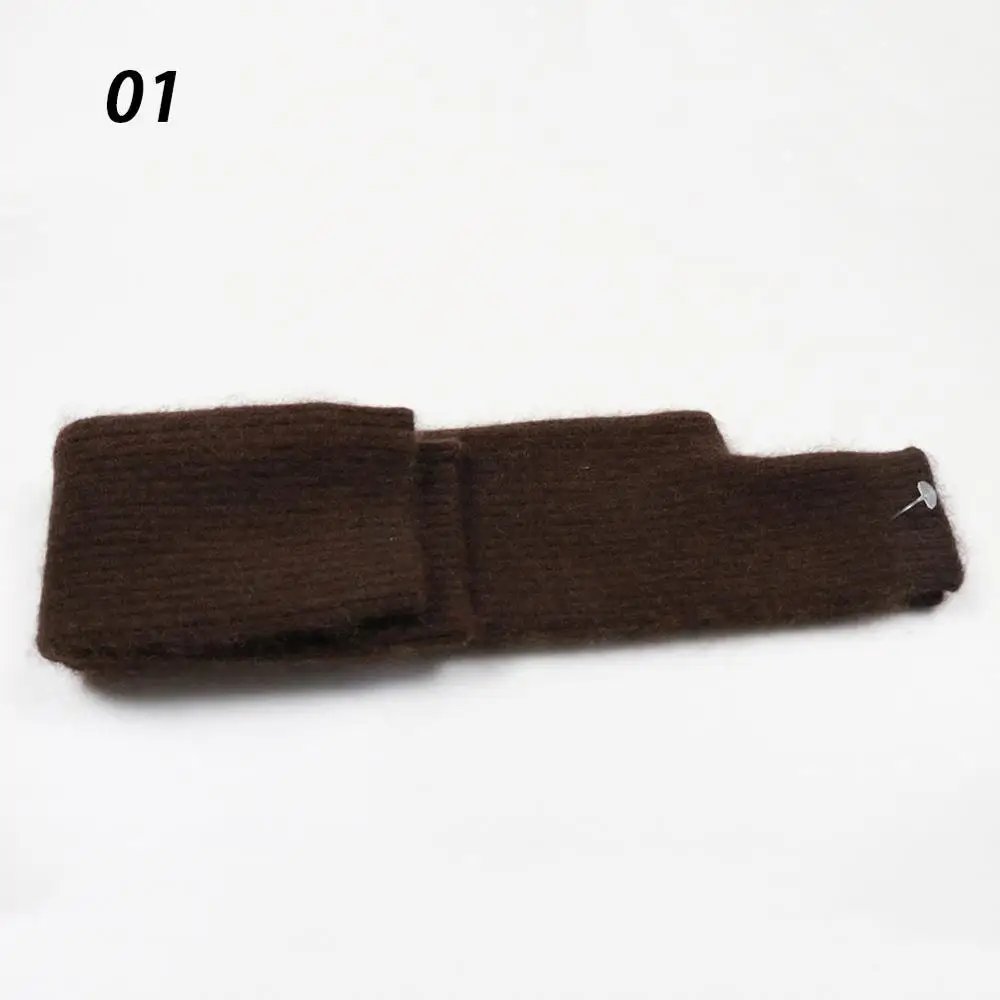 01 Coffee Sparsil женские новые норковые кашемировые перчатки с половинными пальцами теплые мягкие перчатки длиной до локтя осень зима 40 и 50 см длинные вязаные варежки - Цвет: 01 Coffee
