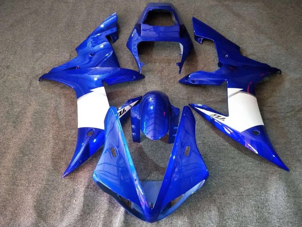 Fei-синий белый полностью изготовленный на заказ Обтекатель Набор для YAMAHA R1 2002 2003