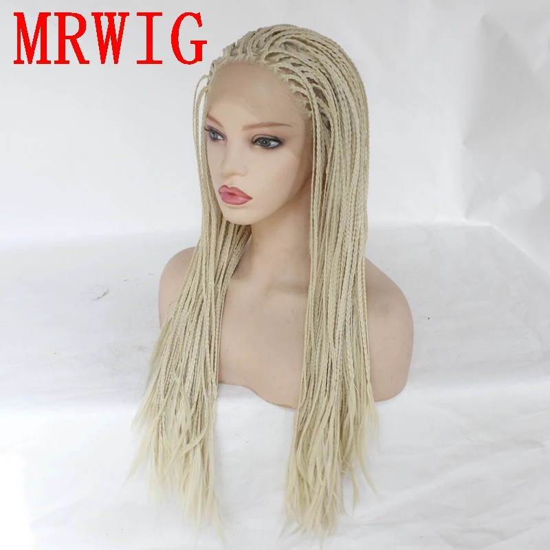 MRWIG#613 26in Плетеный Bx парик с косами синтетический парик фронта шнурка бесклеевая термостойкая волокна часть