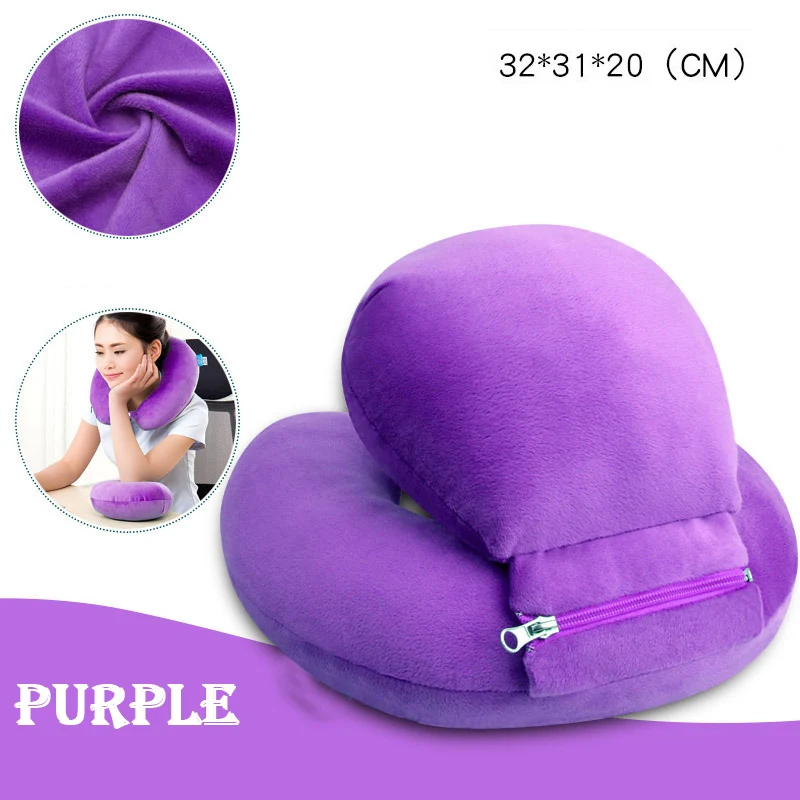 Purple PP Хлопок u-образная дорожная подушка для самолета подушка для шеи офисная автомобильная Массажная подушка самолет поддержка сна шейки мягкие подушки - Цвет: Purple