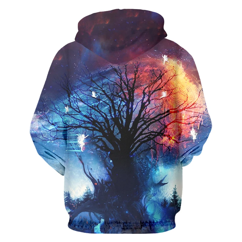 UJWI 2019 Man On Sale Popular Zip Hoodies 3D Printed Colorful Starry Tree Summer Men's Casual Long sleeve coat Drop Shipping | Мужская