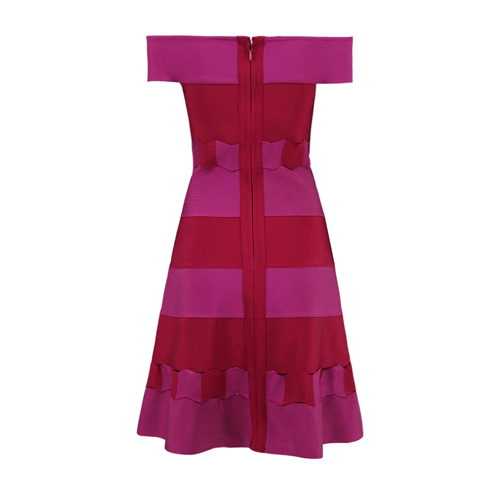 SUE DREAM 2020 Hot Sales Elegant Women Bandage Dress Sexy Striped Slash Neck Hollow Out Club Wear Celebrity Mini Party | Женская одежда