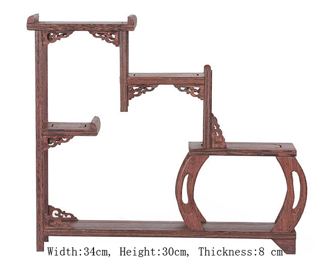 

Изысканная китайская декоративная классическая деревянная полка Wenge ручной работы № 7