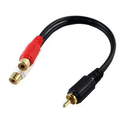 Кабель сплиттер для видеосъемки Y 20 см 1 RCA папа 2 мама высокое качество желтый