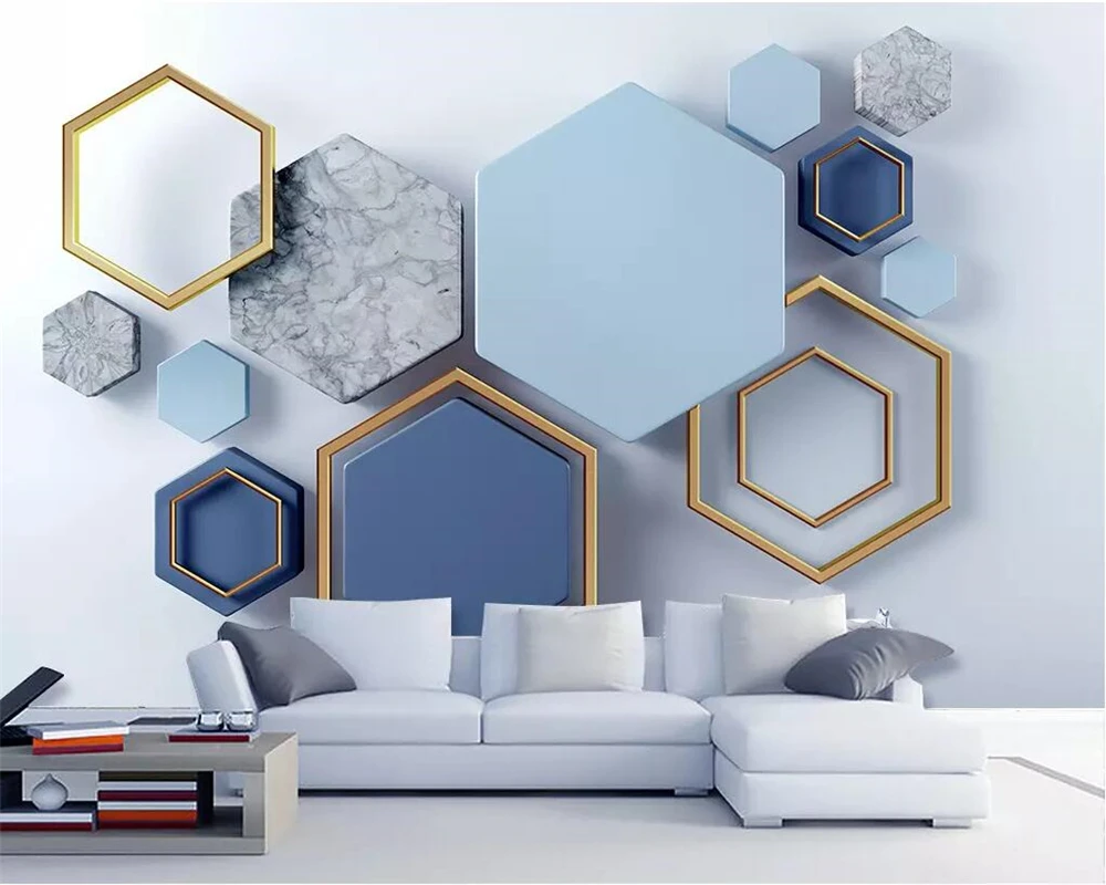 

beibehang Custom wallpaper 3D photo murals modern minimalist geometric marble mosaic TV background wall paper 3d papel de parede
