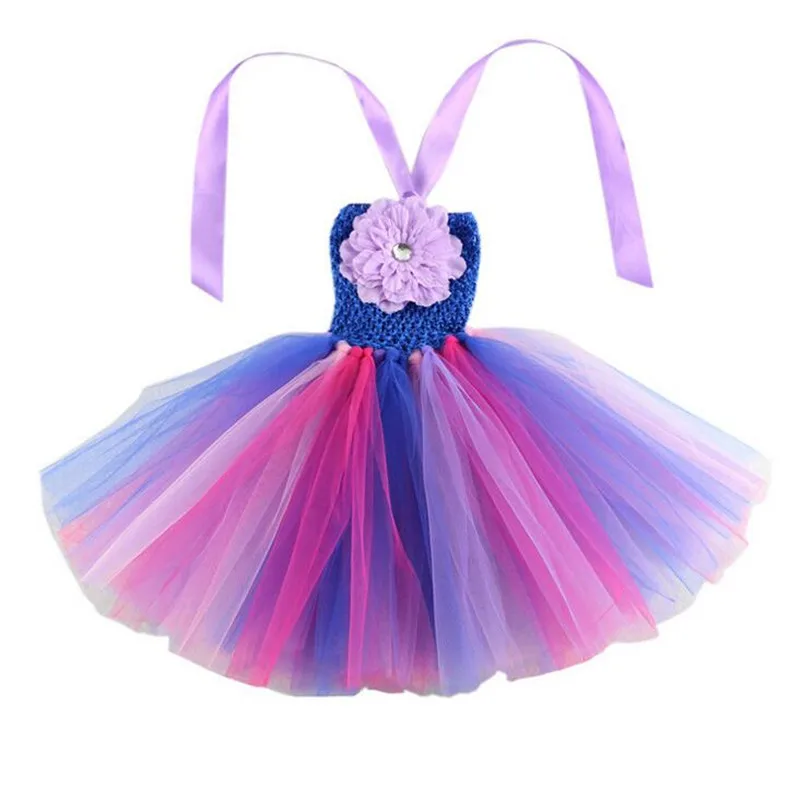 Милое Радужное платье-пачка ярких цветов Детские платья-пачки принцессы на