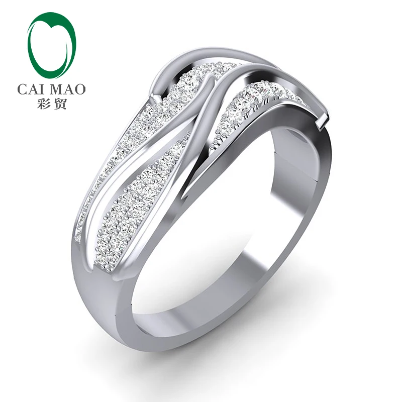 Обручальное кольцо Caimao Pave Setting 14k из белого золота Moissanite|Кольца| |