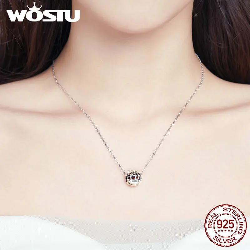 WOSTU, семейные корни, круглые бусины, 925 пробы, серебряная эмаль, подходят к оригинальному браслету, кулон для женщин, серебряные ювелирные изделия для изготовления, FIC1144