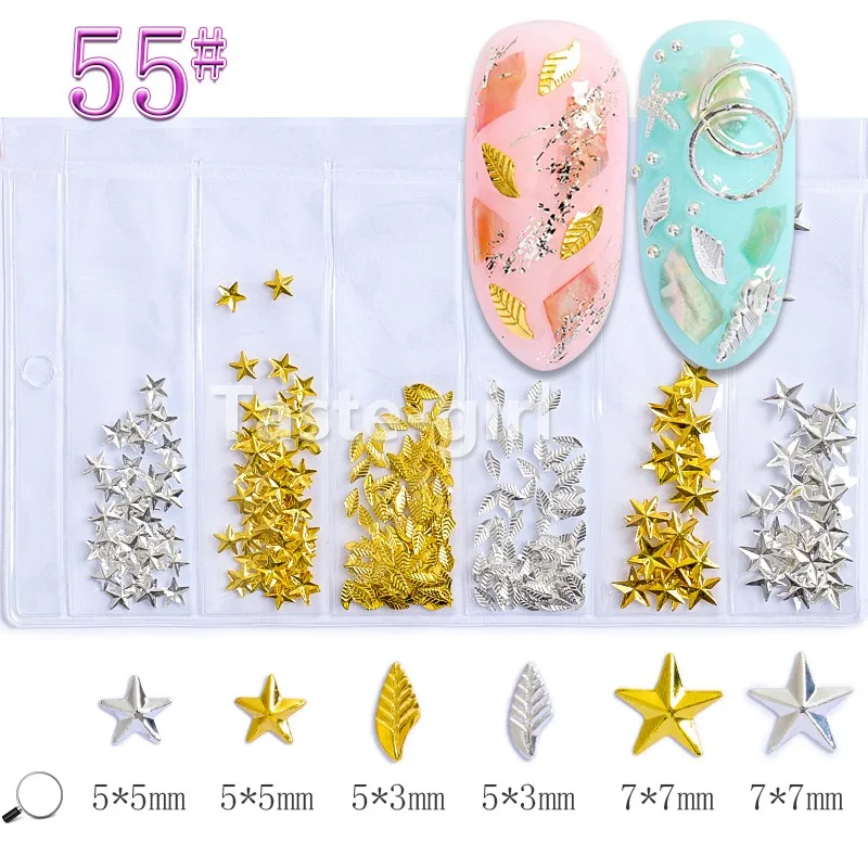 style 55 3D золотисто-серебристые металлические аксессуары для ногтей, 3d украшения для дизайна ногтей, Новое поступление, маникюрная оправа из сплава, шпильки, принадлежности для ногтей - Цвет: style 55