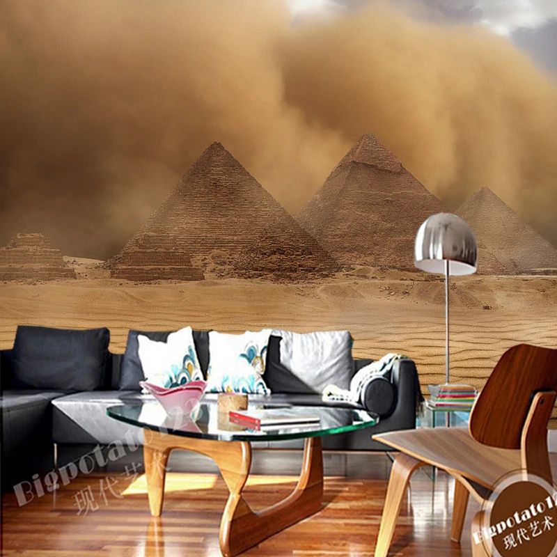 Custom papel de parede 3d desert pyramid storm mural used for living room bedroom sofa background decorative wallpaper | Обустройство