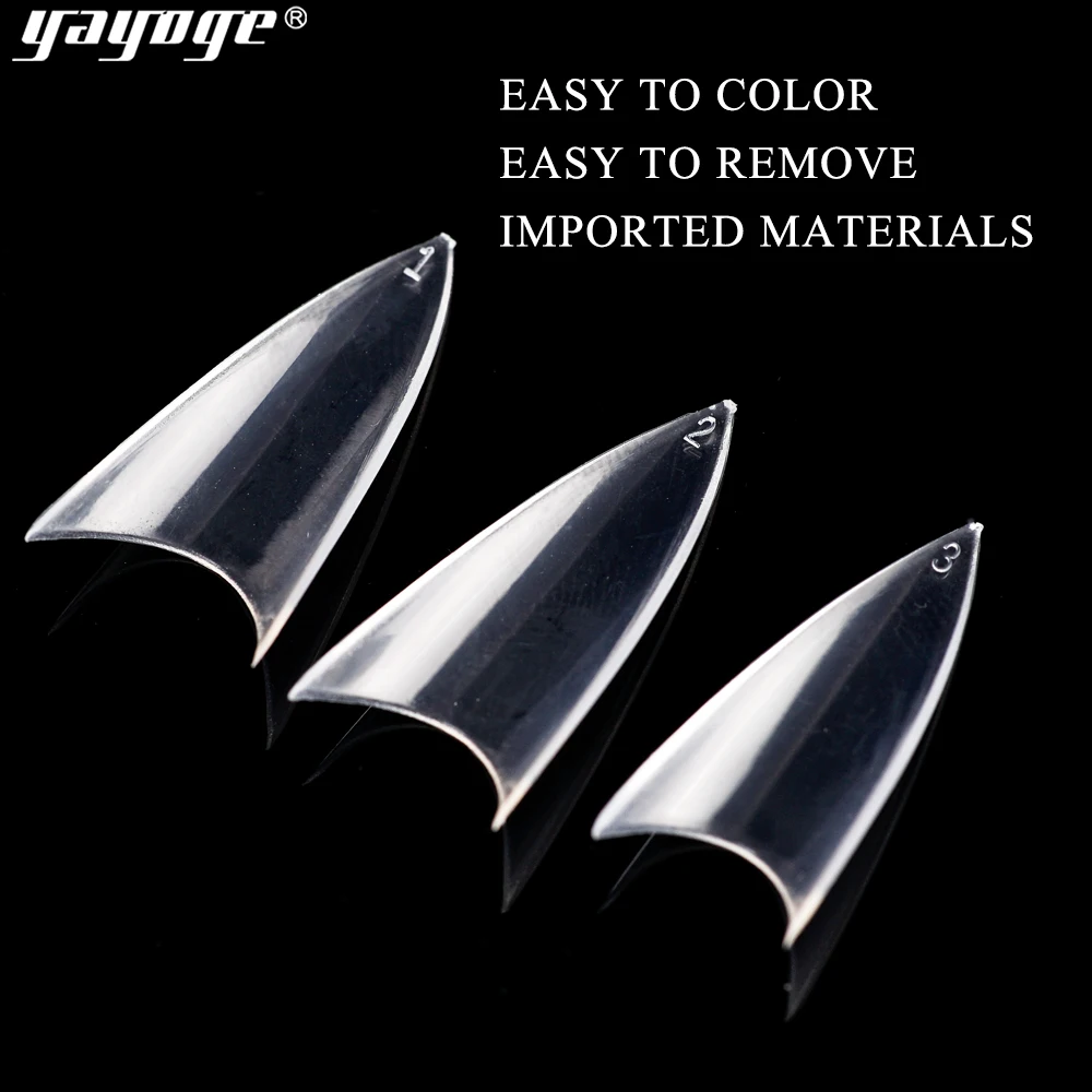Yayoge 100 шт Французский полу-накладные ногти натуральный false nails acrylic art tips для наращивания ногтей Маникюрный Инструмент