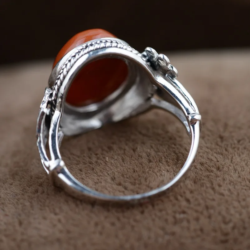 

South Red Rings Silver Inlaid Archaize Style Lovers Of Sichuan