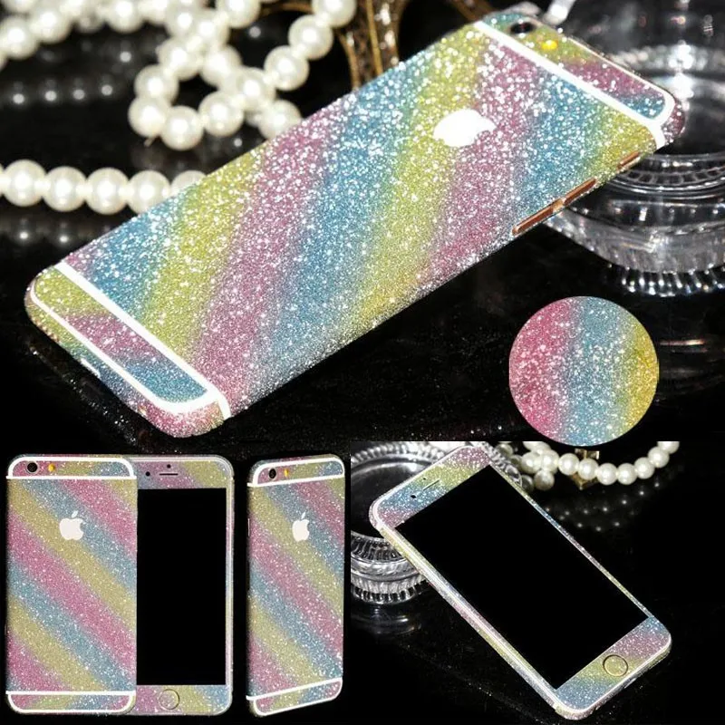 Bling Стикер Чехол Для Apple iPhone 6 s Plus Всего Тела телефон Оболочки Наклейку Кожи Блеск