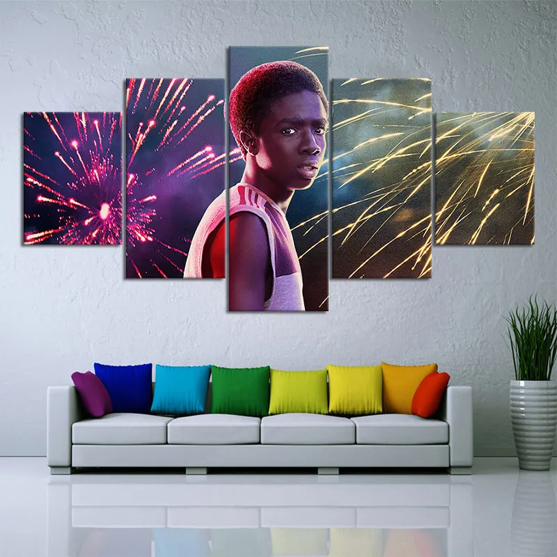 

5 Piece Lucas Sinclair Wall Hanging Painting TV Series Stranger Things Wall Art Picture Home Decor Canvas Art Wall Sticker Gifts