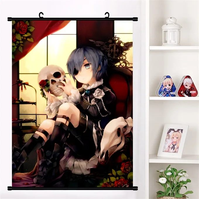 P Аниме Черный дворецкий kuroshitsuji Ciel Phantomhive настенный свиток Фреска плакат Настенные подвесные плакаты Otaku коллекция домашнего декора - Цвет: P