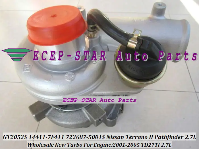 GT2052S 722687-0001 722687-5001S 722687 14411-7F411 144117F411 турбо для Nissan Terrano II Pathfinder 2001-05 TD27TI 2.7L 118HP |