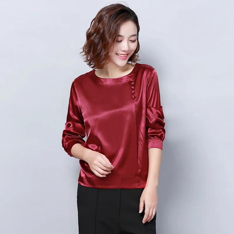 

Fashion Autumn 2019 women blouses plus size Silk Women blouses Shirts Female long-sleeved tops women 4XL blusa 1706 50