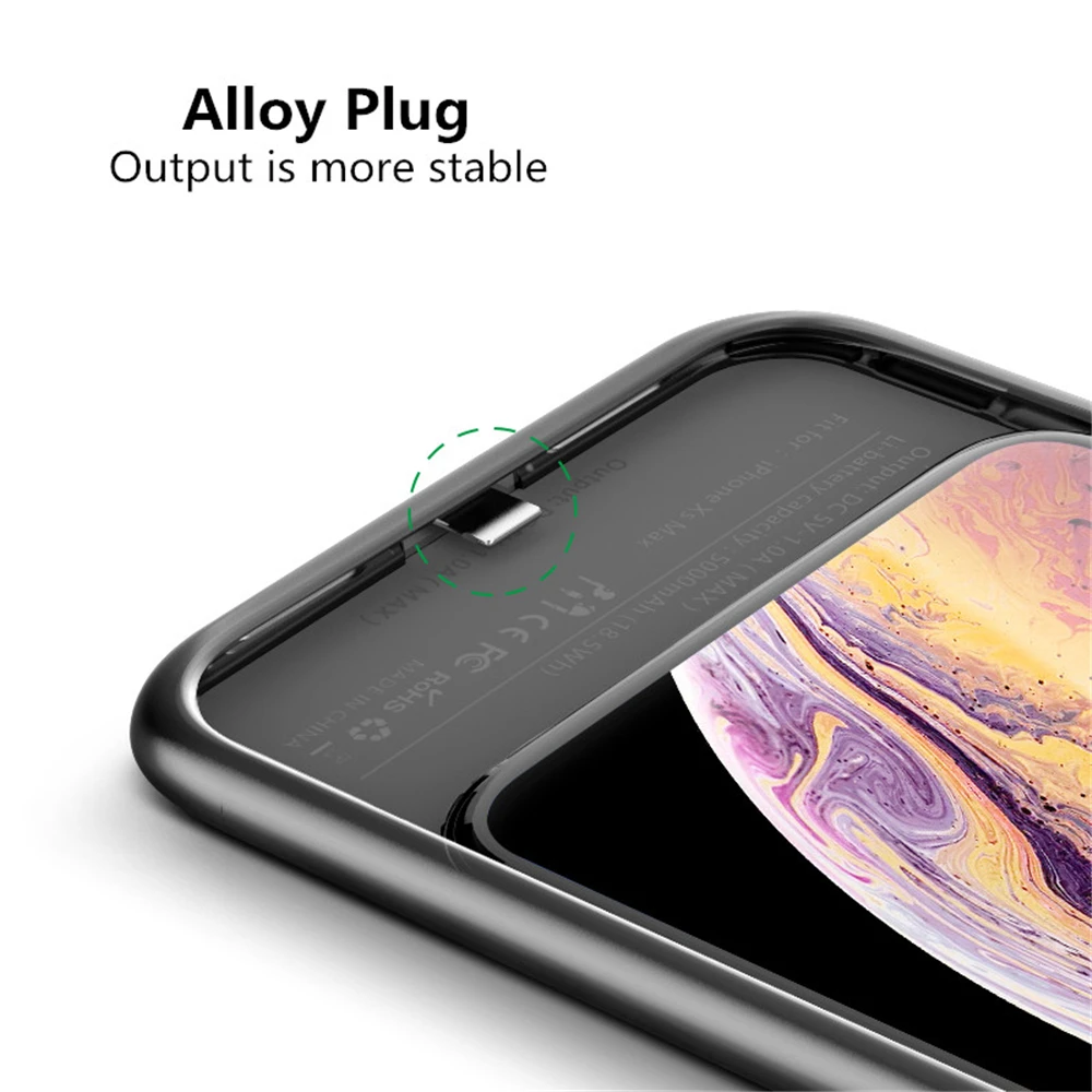 Чехлы для зарядного устройства iPhone XS MAX чехол внешнего аккумулятора 5000 мАч