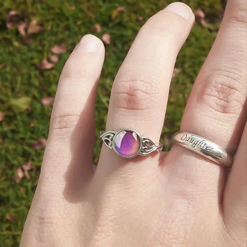 Creative Retro All-flower Circular Temperature-sensitive Discoloration Fine Jewelry Mood Ring For Unisex Party | Украшения и
